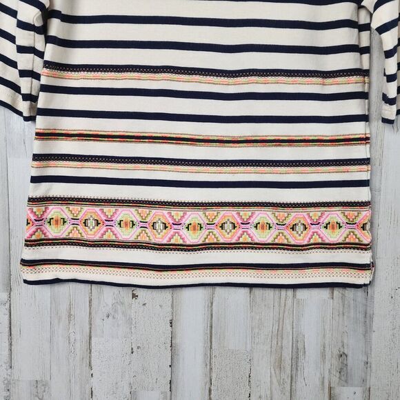 J.Crew Stitchwork Stripe Embroidered Aztec Top Size Small - Picture 6 of 9